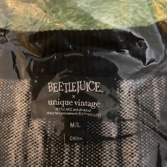 Beetlejuice × Unique Vintage Black & White Stripe Crop Sweater Vest, M/L, NWT - Picture 11 of 12